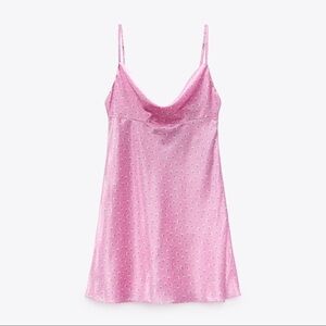 Zara Satin Effect Floral Print Dress